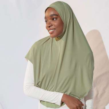 Lozy Hijab - Naira Instan Syari (Hijab Instan Syari Haji Umrah Bahan Jersey) Sage