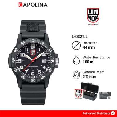 Jam Tangan Pria LUMINOX Leatherback Sea Turtle Giant L-0321.L Black Dial Black Rubber Strap