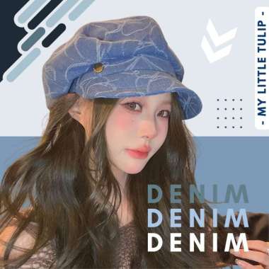 Topi Golf Jeans Bervolume / Topi Cewek Keren Denim Jeans / Topi Wanita Biru Jeans Jeans Sedang