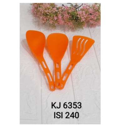 Centong Nasi Lubang Saringan Mie Model Kelinci Bahan Plastik Set Spatula Mini CTG SET ISI 3 ORANGE