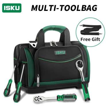 ISKU Tool Bag Besar15/18/20 inch 1680D Kain Oxford Tas Perkakas Anti Air Tool Bag Perkakas Tas Alat 