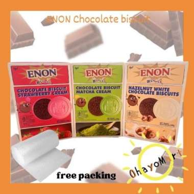ENON Chocolate biscuit Cream / Enon biskuit cokelat lapis cream 140g Strawberry