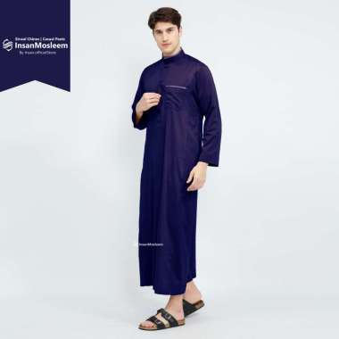 InsanMosleem - Jubah Pria Polos Toyobo Premium Gamis Ar-Roudoh XL Biru Tua
