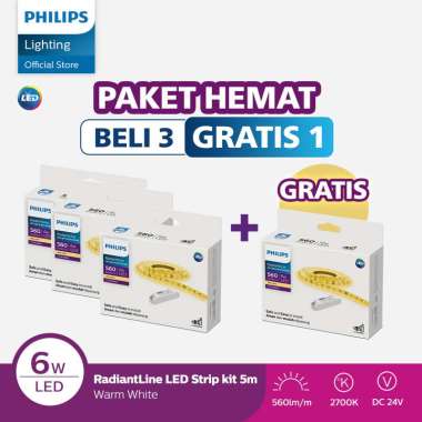 Beli 3 Dapat 4 Lampu Philips Radiantline LED Strip DLI320T 5M 6W 2700K 24V Kuning