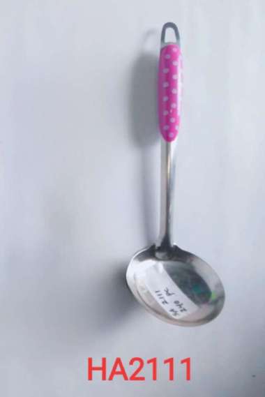 Irus Stainless Steel Eros Centong Sendok Kuah Sayur Sup Gagang Warna GG BINTIK UNGU26CM