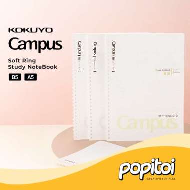 Kokuyo Campus Soft Ring Study Notebook White PP Cover B5