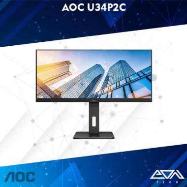 AOC U34P2C Monitor [34"/UWQHD/IPS/75Hz/4ms/2xHDMI/DP/Type-C/Speaker ] Packing kayu