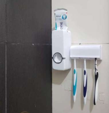 Tempat Sikat Gigi Sikat Gigi Automatic Dispenser Odol Dispenser Putih