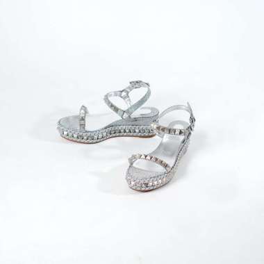 Sepatu CHRISTIAN LOUBOUTIN PYRACLOU 6CM SILVER SPIKE WEDGES 100% ORIGINAL Size 38