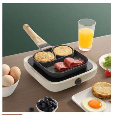 Panci Penggorengan Bentuk 4 Lubang Hitam Non Stick Wajan Teflon Telur Pancake Frypan Anti Lengket SE