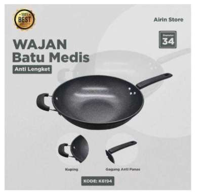 Wajan Stainless Steel Gagang Panjang Wajan BX Anti Lengket Wok Kuali Wajan Penggorengan Gagang BATU 
