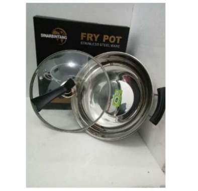 Wajan Penggorengan Wokpan Kukus Set Enamel Tutup Kaca Anti Lengket Saringan Panci Gagang Cookware ST