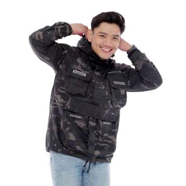 BGSR Jaket Loreng Jaket Parka Loreng Jaket Semi Parkajaket Trucker Jaket Kanvas Jaket Pria Hitam M