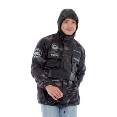 BGSR Jaket Loreng Jaket Parka Loreng Jaket Semi Parkajaket Trucker Jaket Kanvas Jaket Pria Hitam XS