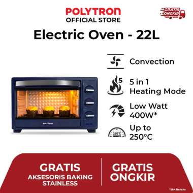 POLYTRON Kitchenmate Oven Listrik Low Watt 22 Liter - PEO 22B1B / PEO 22B2B / PEO 22B2W PEO 22B2B
