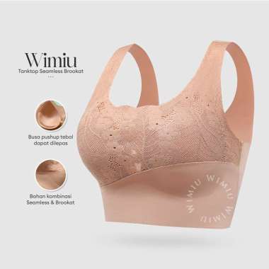 Wimiu BH Seamless Sport Bra Seamless Push Up Motif Separuh Bunga Brukat Bra BH Sport Wanita Bra Wani
