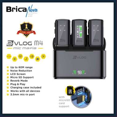 Brica B-VLOG M4 Dual Wireless Microphone - Clip On Mic Vlog - With Charging Case Mic Wireless BVLOG