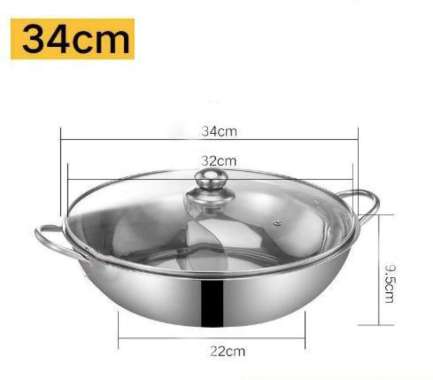Panci Hotpot Panci Shabu Sekat Panci Shabu Hot Pot 2 Sekat Tutup Kaca Steamboat Suki Panci Panggang 