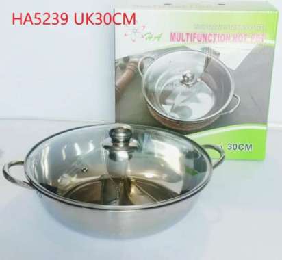 Panci Hotpot Panci Shabu Sekat Panci Shabu Hot Pot 2 Sekat Tutup Kaca Steamboat Suki Panci Panggang 
