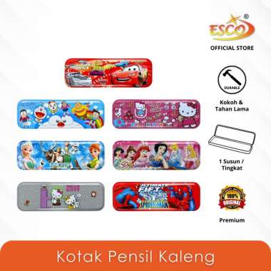 ESCO Kotak Pensil Kaleng 1 Tingkat / Tempat Pensil Pena Fancy / Metal Pencil Case PC-A2 Frozen