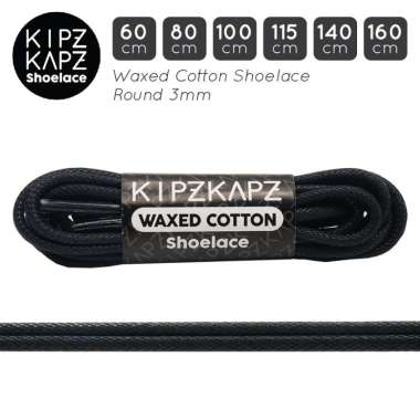 KipzKapz Waxed Cotton Round Shoelace Tali Sepatu Lilin Bulat [W1/ 3mm] 80 cm BLACK
