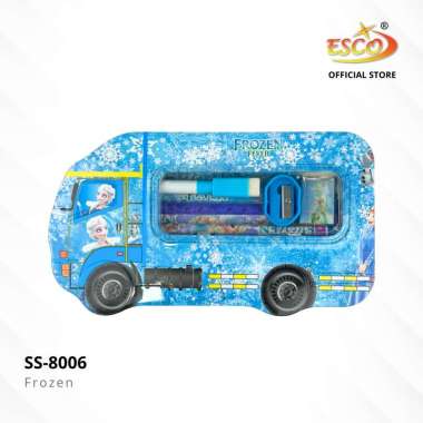 ESCO Kotak Pensil Kaleng 2 Tingkat / Tempat Pensil Pena Fancy / Metal Pencil Case Set 6 in 1 SS-8006