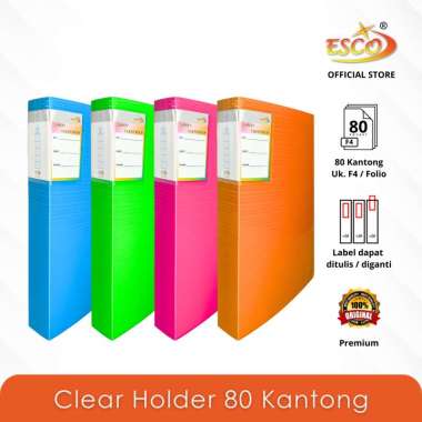 ESCO Map File / Document Keeper / Display Book / Clear Holder F4 80 Pocket ES-880 Biru