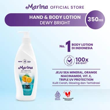 Marina Hand Body Lotion UV White 350ml Dewy Brigth Pump