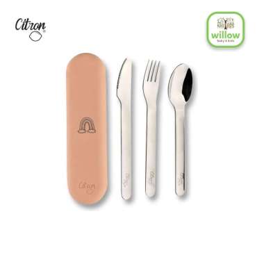 Alat Makan - Citron Cutlery Set With Case Blush Pink