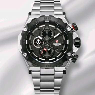 expedition 6818 silver black jam tangan cowok original tahan air