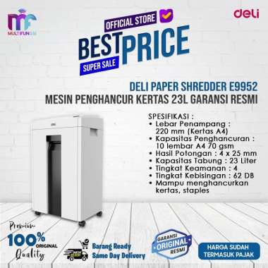 Deli Paper Shredder E9952 Mesin Penghancur Kertas 23L