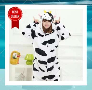 Kostum Sapi Lucu Baju Pesta Panjang Baju Badut Wanita Lucu Busui Cosplay Onesie Hewan Sapi Dewasa Sa