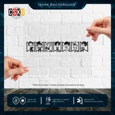 Asahi Cutting Stiker BTS Tiny Tan Variasi Motor Mobil Sticker Wajah Bts SquadAs 80x15 Hitam