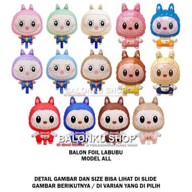 Balon Foil Labubu / Balon Labubu / Balon Boneka Labubu / Balon Pesawat Labubu PINK A