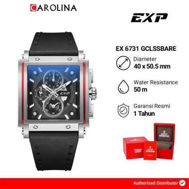Jam Tangan Pria Expedition EXP Chronograph EX 6731 GCLSSBARE Black Dial Black Leather Strap