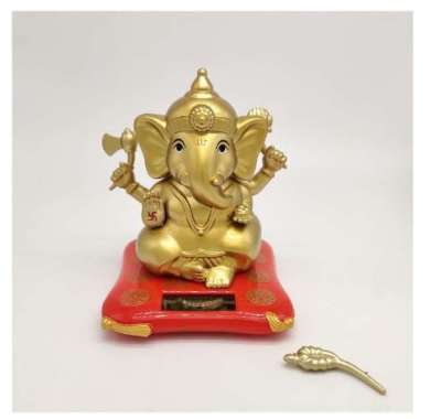 Pajangan Solar Dashboard Ganesha Budha Julaihut Kipas Pajangan Mobil Solar Patung Boneka GOLD GANESH