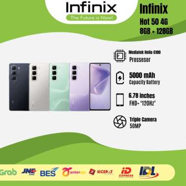 Infinix Hot 50 4G - Smartphone [ Ram 8GB + Rom 128GB ] Garansi Resmi Grey