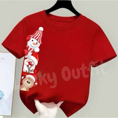 T shirt Kaos Natal Anak Perempuan Laki Laki 1-12 Tahun Lengan Pendek Free Custom Sablon Nama / Baju 