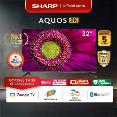 SHARP 2K Google TV 32 Inch - 2T-C32GH3000I - Wide Colour - Game Low Latency - Azan Reminder