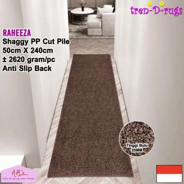 Tren-D-rugs Keset shaggy polos modern estetik 50 cm x 240 cm anti slip alas lantai dapur lorong panj