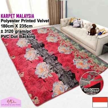 Karpet malaysia motif aesthetic modern 180 cm x 235 cm busa emboss empuk tebal 10 mm alas lantai kam