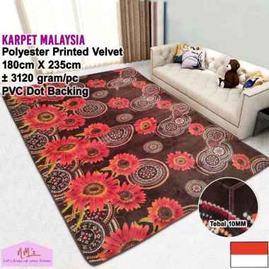 Karpet malaysia motif aesthetic modern 180 cm x 235 cm busa emboss empuk tebal 10 mm alas lantai kam