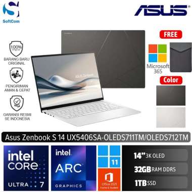 Asus Zenbook S 14 UX5406SA OLEDS711TM OLEDS712TM Intel Ultra 7 258V/32GB/1TB SSD/W11+OHS+M365 White-