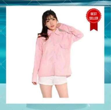 Atasan Wanita Polos Katun Linen Blouse Kemeja Oversize Nyaman untuk Kerja dan Casual Basic Korean St