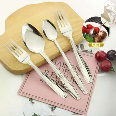 OEM ONE-C1215 Sendok Garpu Selusin 12 Pcs Polos Stainless Steel / Spoon Fork Alat Makan Sendok Garpu