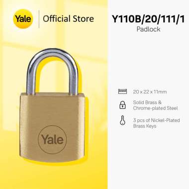 YALE BRASS PADLOCK 20mm PK 1 (Gembok) Y110B/20/111/1 20mm