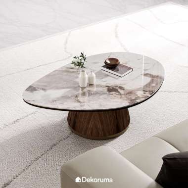 Dekoruma Tenzo NOAH Coffee Table Walnut with White Ceramic Marble Top