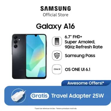 Samsung Galaxy A16 Smartphone [8/128GB] + Travel Adaptor 25w