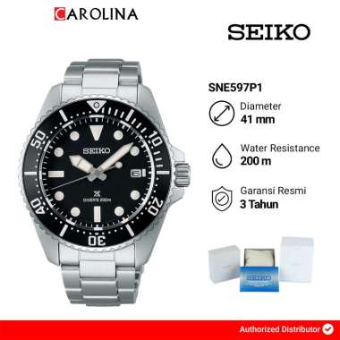 Jam Tangan Pria Seiko Prospex SNE597P1 Sea Solar Diver Black Dial Stainless Steel Strap