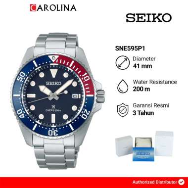Jam Tangan Pria Seiko Prospex SNE595P1 Sea Solar Diver Pepsi Blue Dial Stainless Steel Strap